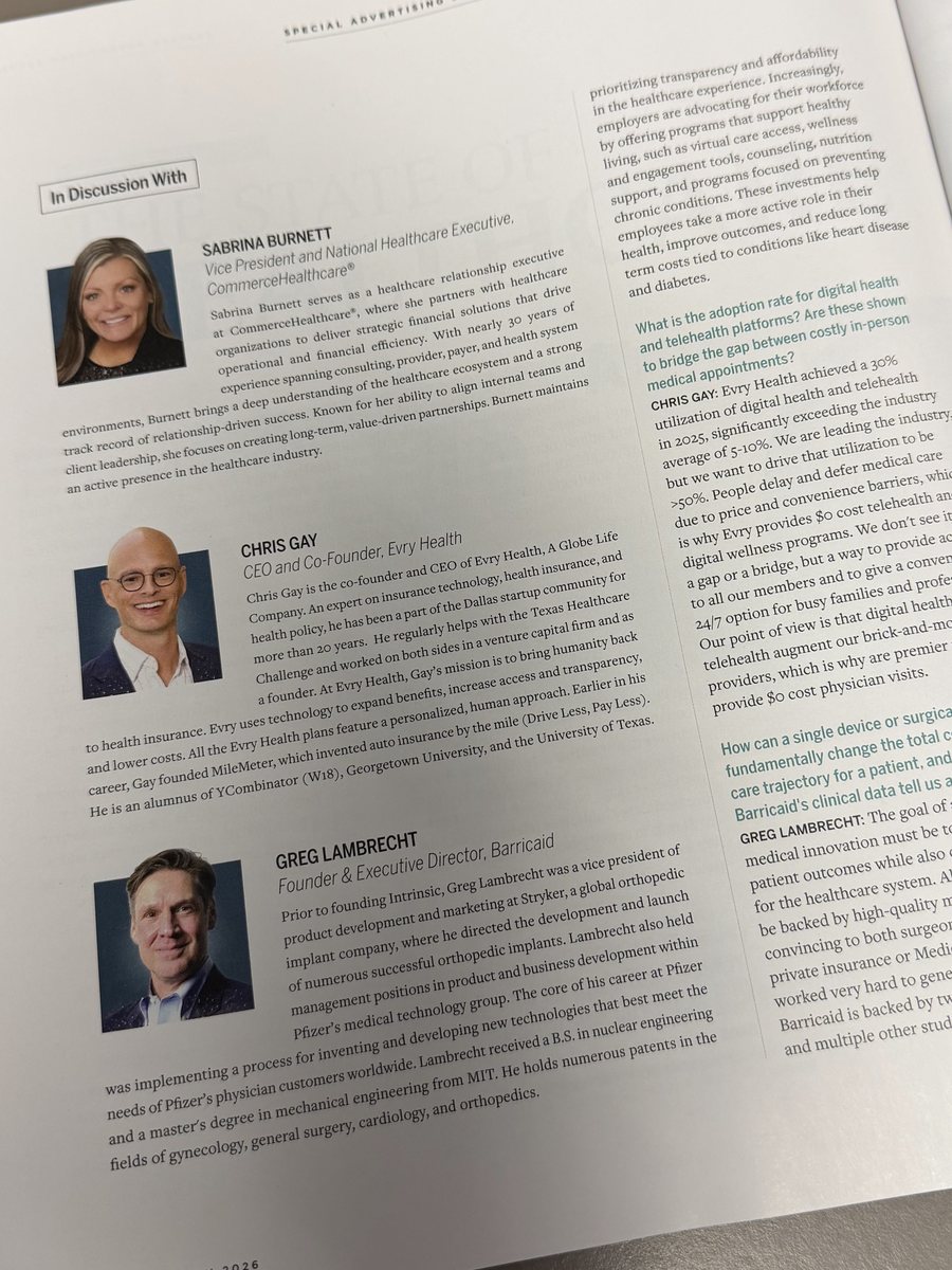 D CEO State of Healthcare roundtable page featuring Greg Lambrecht, founder of Barricaid